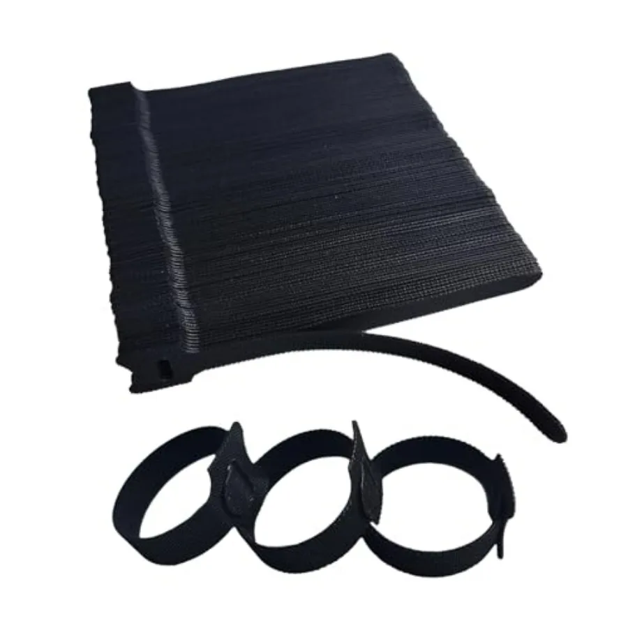 200 PCS 6 Inches Black Reusable Cable Ties, Adjustable Cord Straps, Cable Organizer, Cord Wrap and Hook Loop Cords Management,