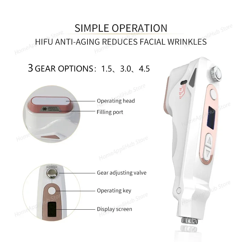 Mini Hifu Face Lifting Instrument Home Use Professional Focused Skin Tightening Anti-Aging Wrinkle Ultrasonic Facial Care Device