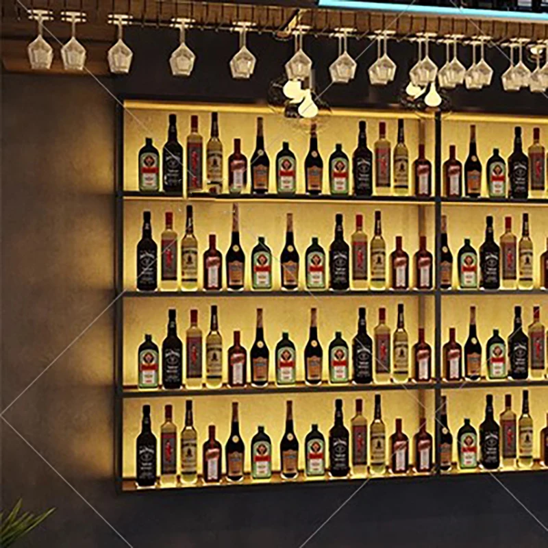 

Wall Mounted Metal Bar Cabinet Buffet Display Unique Whisky Wine Cabinets Restaurant Liquor Cremalheira De Vinho Club Furniture