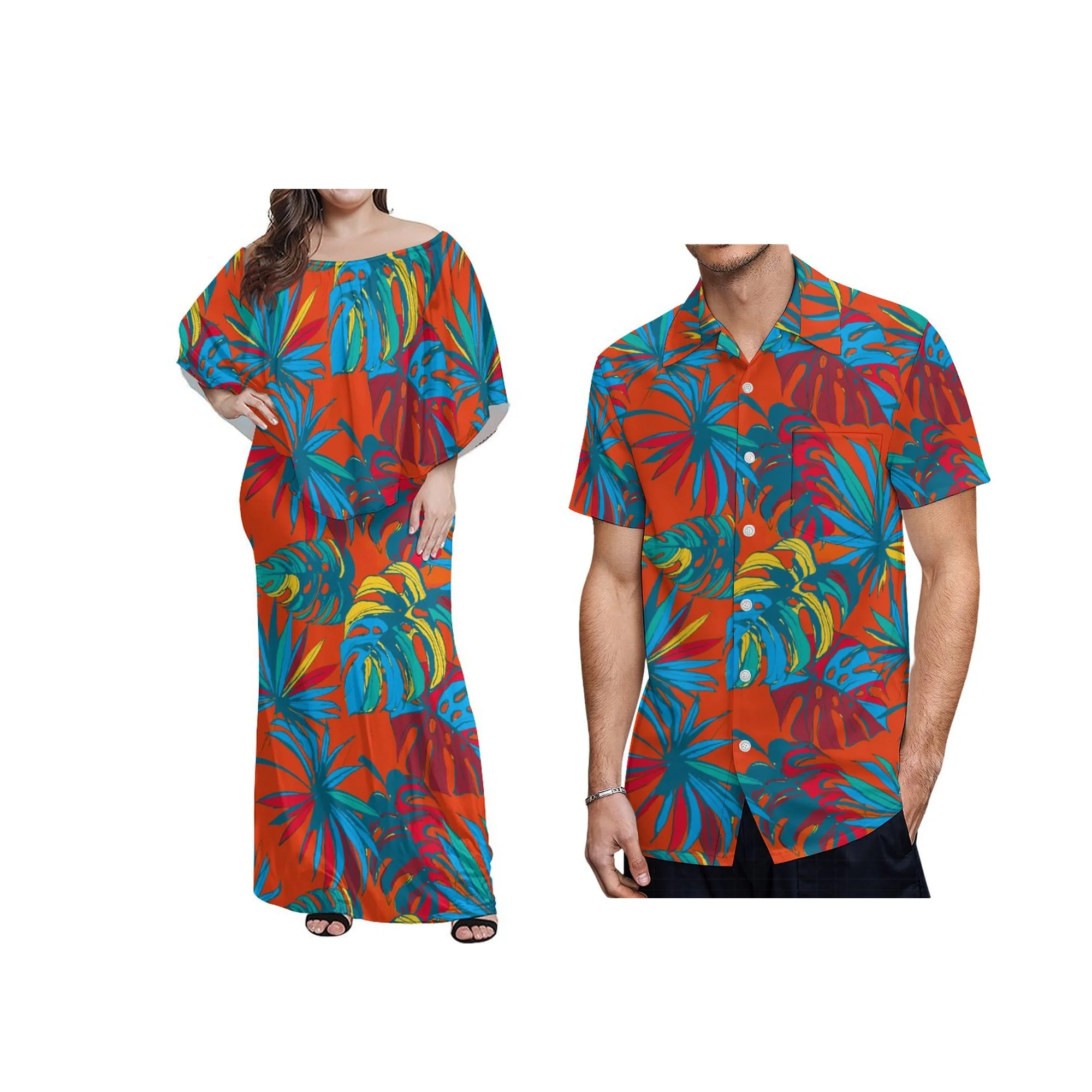 Summer Large Size 7XL Off The Shoulder Dress Polynesian Tribal Sublimation Print Dresses Women Custom Image Poncho Dress