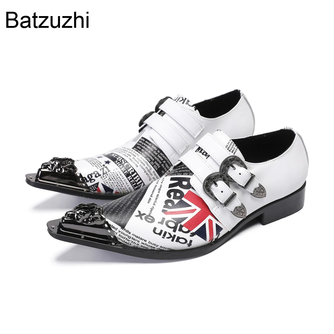 

Batzuzhi Italian Type Fashion White Genuine Leather Dress Shoes Man Slip on Pointed Toe Formal, Business, Party Shoes Man!