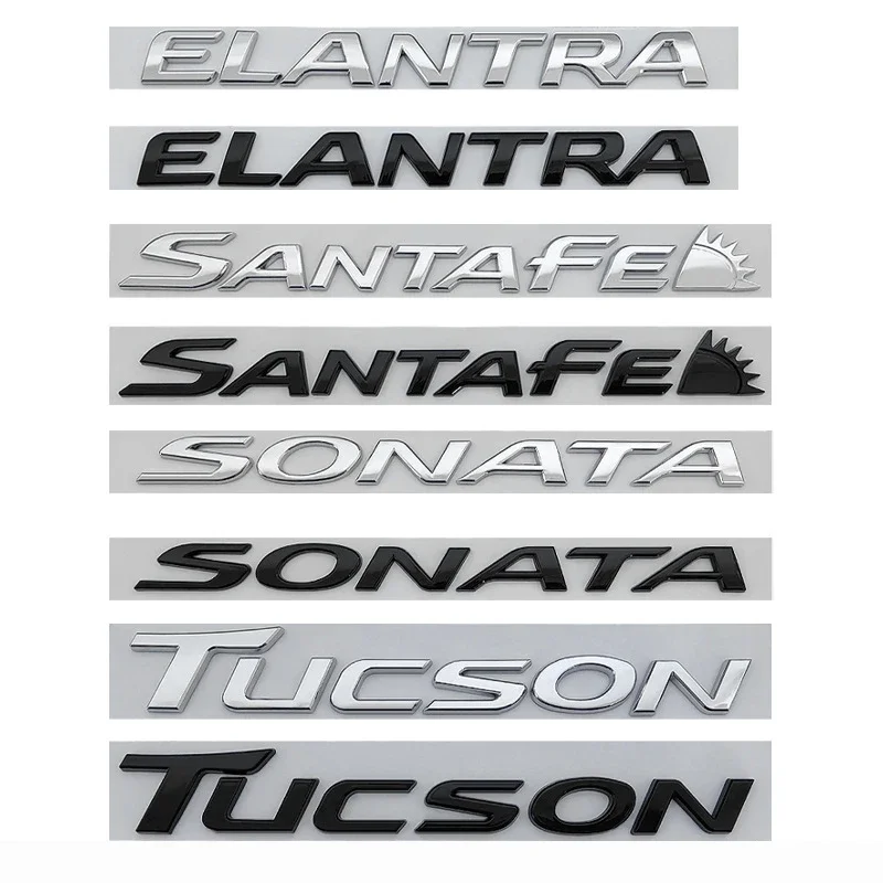 

Refit Silver Rear Boot Trunk Fender Emblem Sticker Car Decals for Elantra Santafe Tucson Sonata Logo Rear Trunk Tailgate Badge