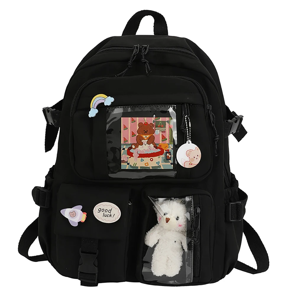 Kawaii Backpack Cute School Bag for Teens Girls Aesthetic Student Bookbags Multi-pocket Schoolbags Rucksack Women's Backpack