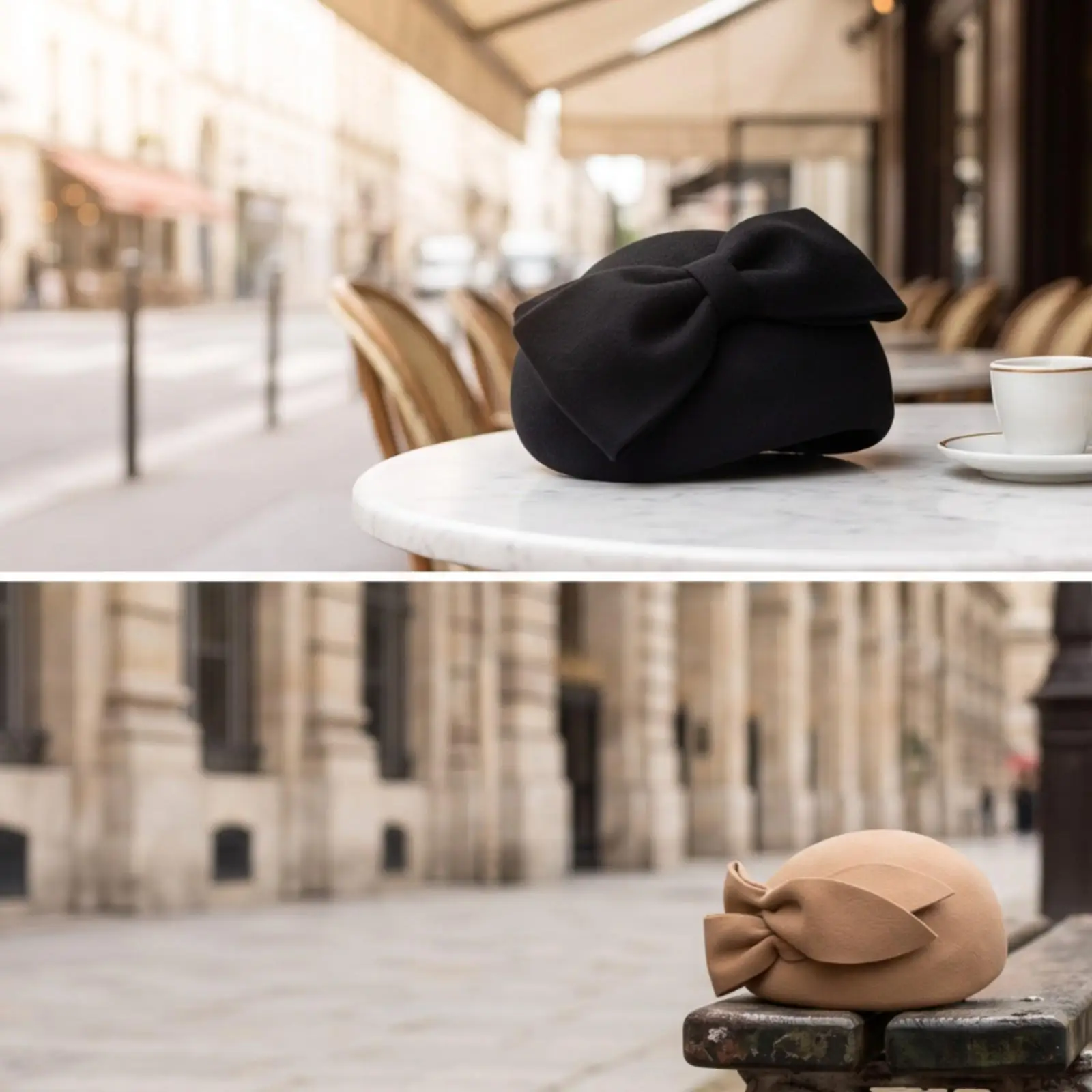 Women Wool Felt Hat with Decorative Bow Vintage Style Close Fitting Headwear for Outings