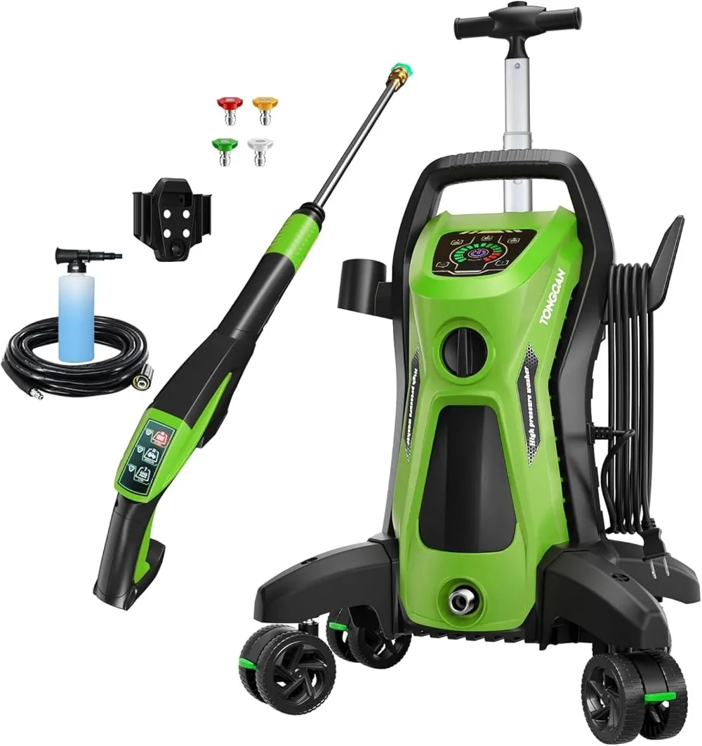 4800 PSI 3.2 GPM Power Washer Electric Powered with Upgrade Spray Handle Smart Control and 4 Anti-Tipping Wheels,green