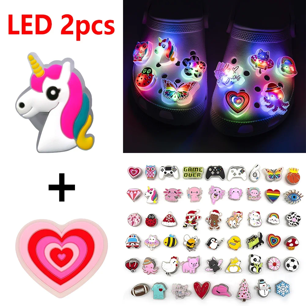 2pcs Lighted Shoe Charms Gamepad Cute Animal LED Pins Shoe Decorations for Kid Men Women Clog Glowing Sneaker Sandal Accessories
