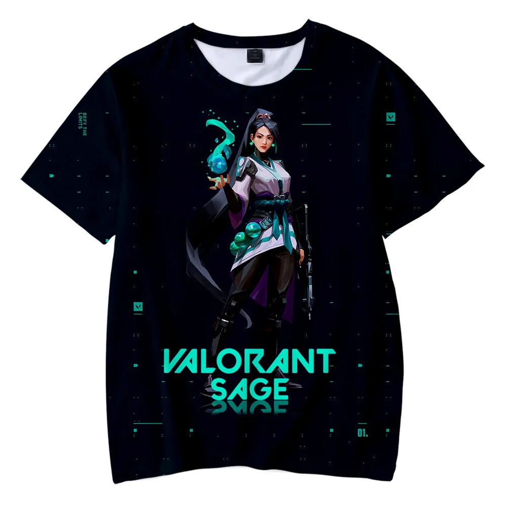 Hot Game Valorant 3D Print T Shirt for Kids Aldult Phoenix Sage Sova Viper Jett Raze Killjoy Skye Yoru Cypher Cosplay Costume