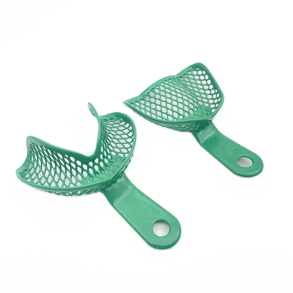 2pcs/set Dental Impression Trays Edentulous Jaw Impression Tray Plastic-Steel Teeth Holder Dentistry Impression Material Tools