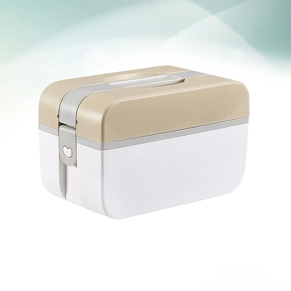 Size L Brown Large Aid Kit Sturdy Plastic Medicine Case Multifunctional Organizer for Home Workplace Outdoor Use