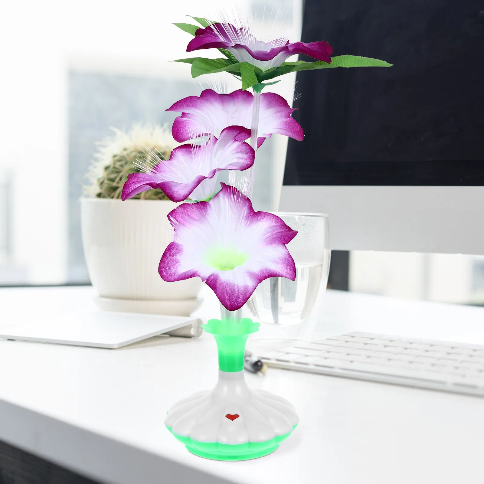 

4Pcs LED Desktop Light Artificial Flower Vase Lamp Decorative Colorful Illumination for Parties Hotels Bars Warm Atmosphere
