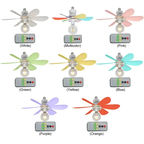 E27 Socket Fan LED Light E27 Base 52cm Indoor Ceiling Fan Light Remote Control 3 Speeds Dimmable for Bedroom Living Room Kitchen