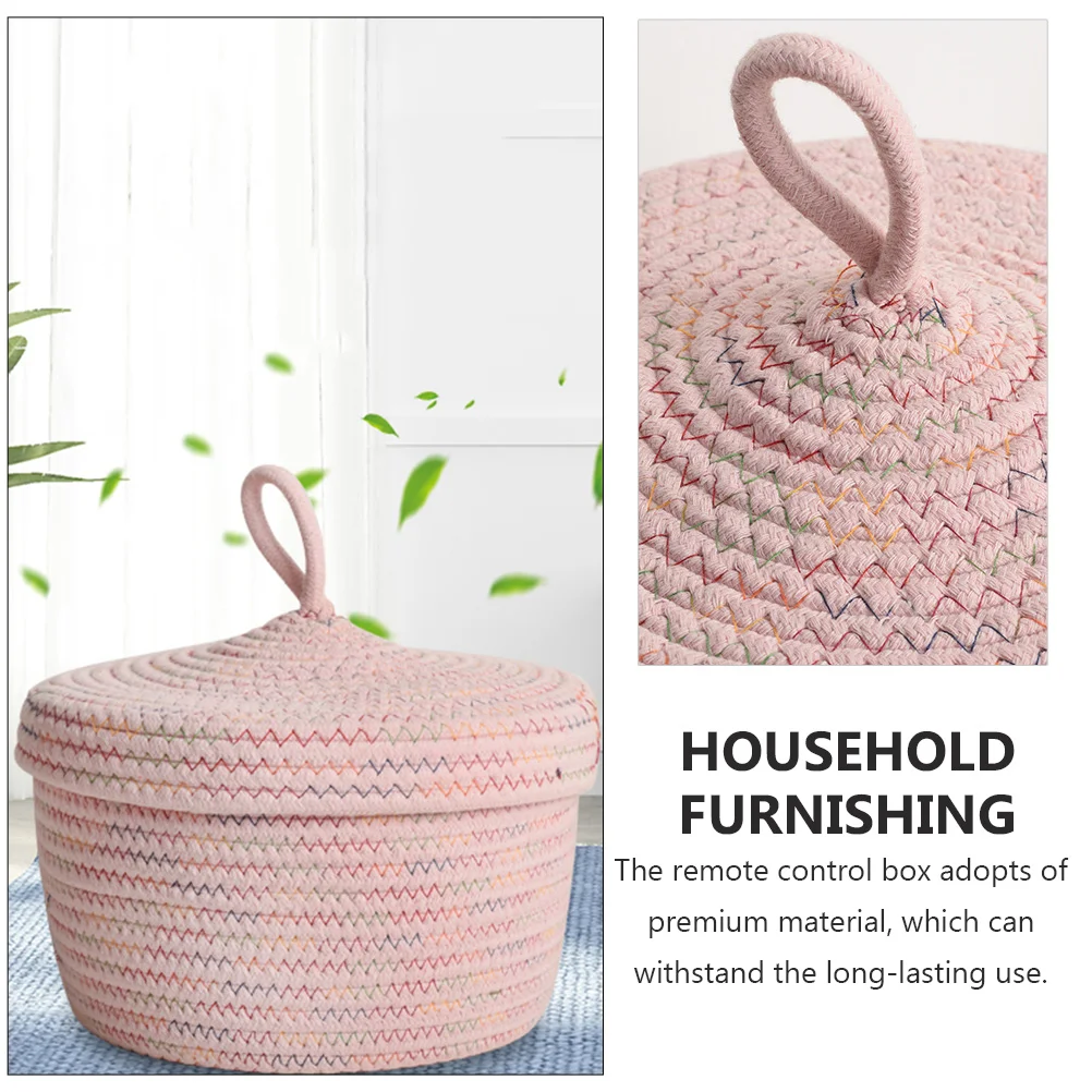 Decorate Storage Box with Lid Baskets Decorative Woven Bin Cotton Rope Household Furnishing