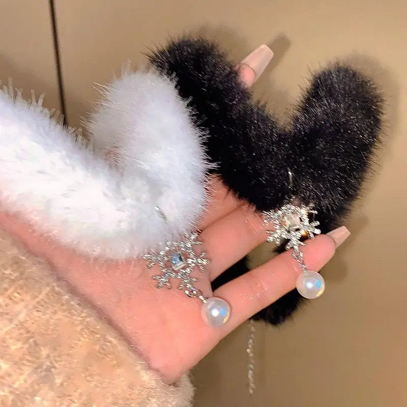 الحلو أفخم ندفة الثلج المختنق للنساء موضة ندفة الثلج اللؤلؤ قلادة حفل زفاف مجوهرات هدايا عيد الميلاد #2