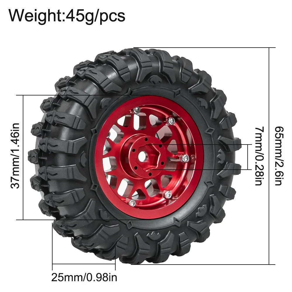 

1.3" Aluminum Beadlock Wheels & Mud Terrain Tires Set for 1/24 & 1/18 RC Crawlers Ascent18 SCX24 TRX4M Upgrades