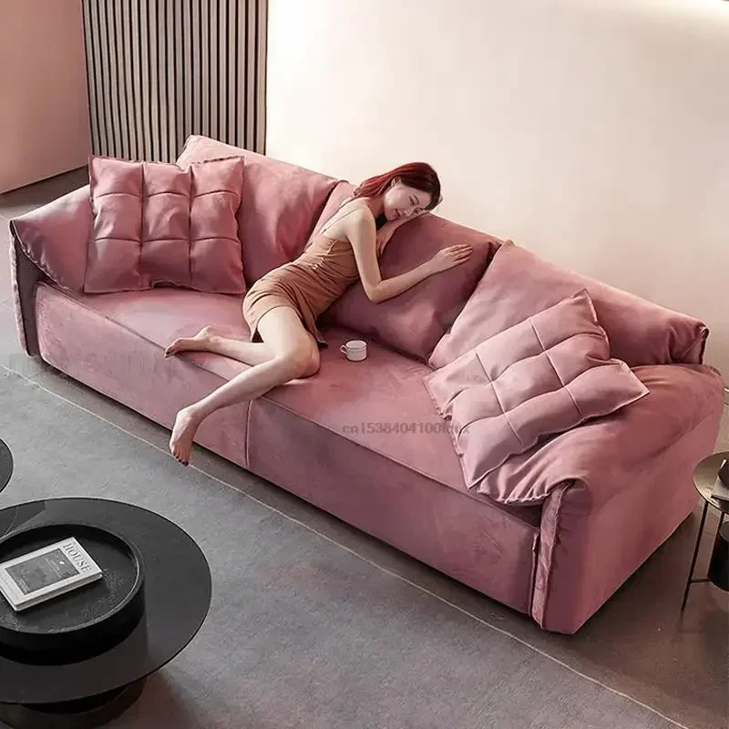 

Современный минималистичный элитный диван для гостиной, большой и маленький плоский универсальный мебель, удобный диван из губки с высоким отскоком, розовый диван