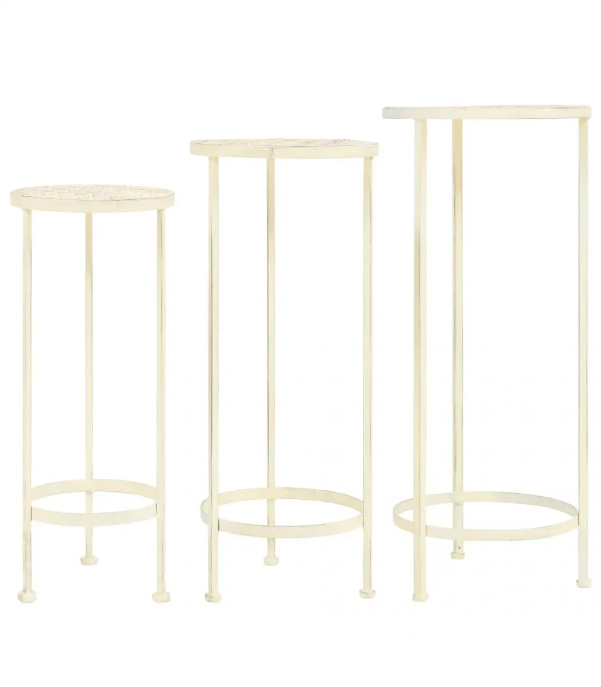 White metal vintage Style 3 Pcs Plant Stands Set for Pots