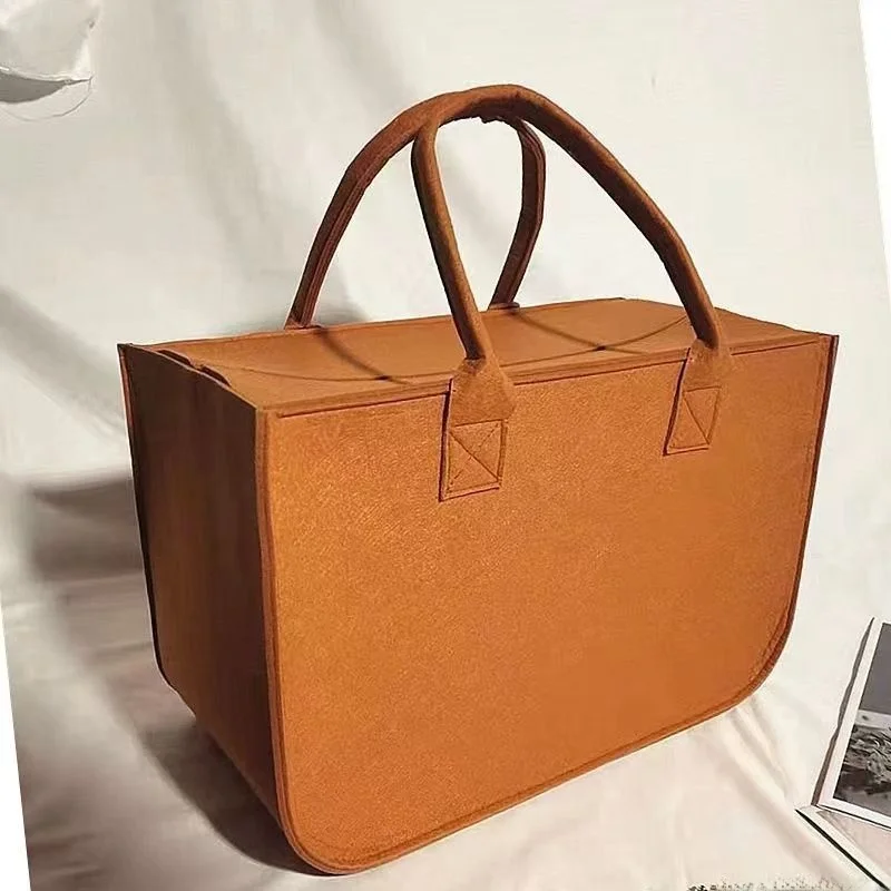 

Большая войлочная сумка-тоут для женщин, вместительная сумка для хранения с молнией, повседневная простая сумка для поездок на работу с мягкой ручкой