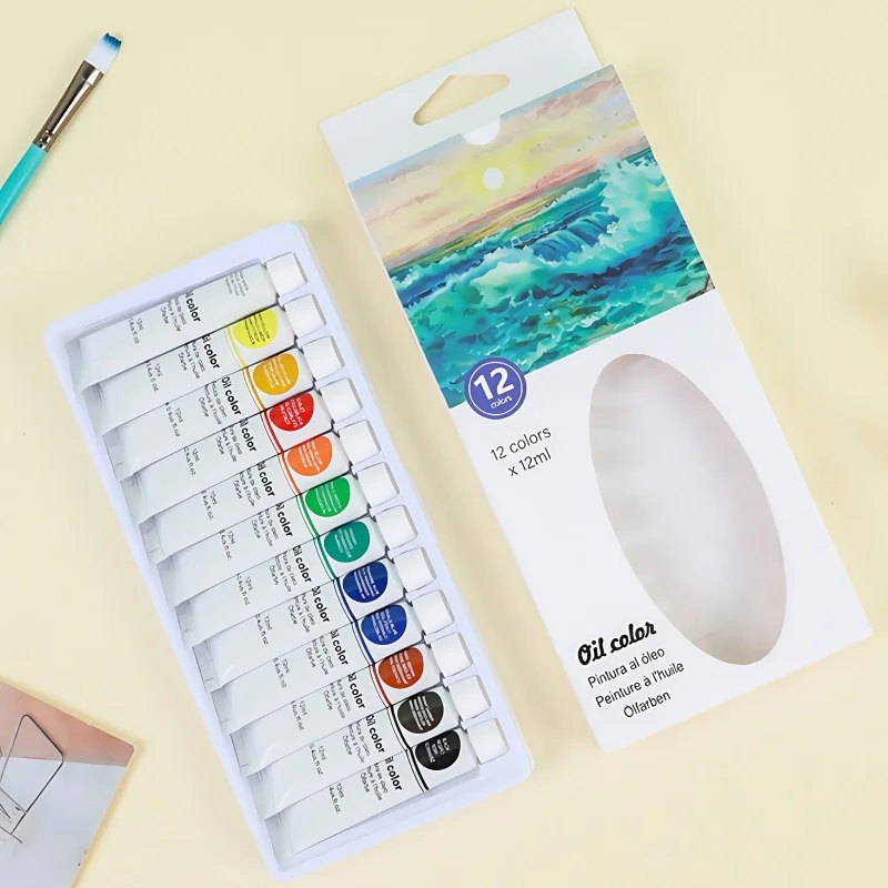 12-Color/Oil Painting Paint Set Digital Oil Painting Plaster Doll Coloring Paint Painting Tube Set for Beginners