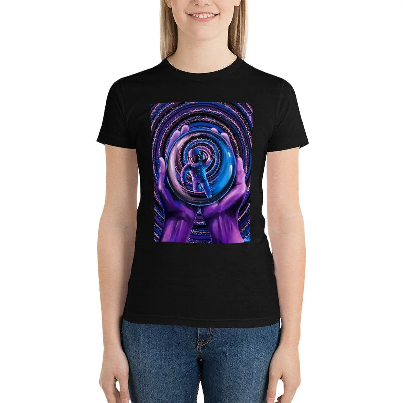 Camiseta de espacio Personal para mujer, ropa femenina, tops de talla grande, camisetas gráficas, camisetas para mujer