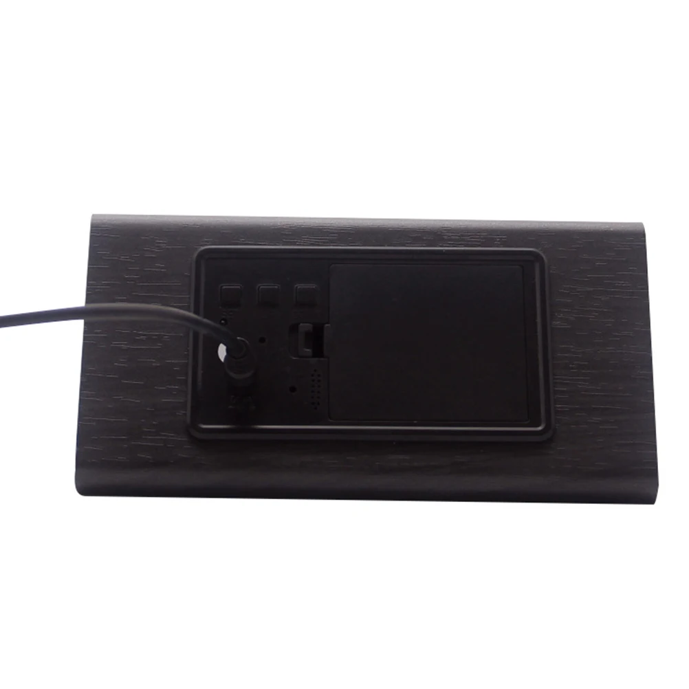 

Wooden Clock Temperature Humidity Alarm Desk LED Thermometer Decor Bedroom Gadgets Large Digital Display