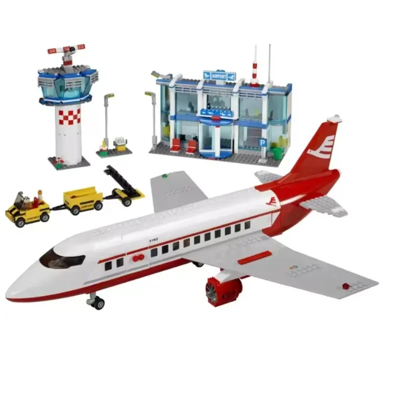 Série da cidade nova estação de aeroporto blocos de construção terminais configurar brinquedos de aeronaves de construção presentes de natal das crianças 703 peças