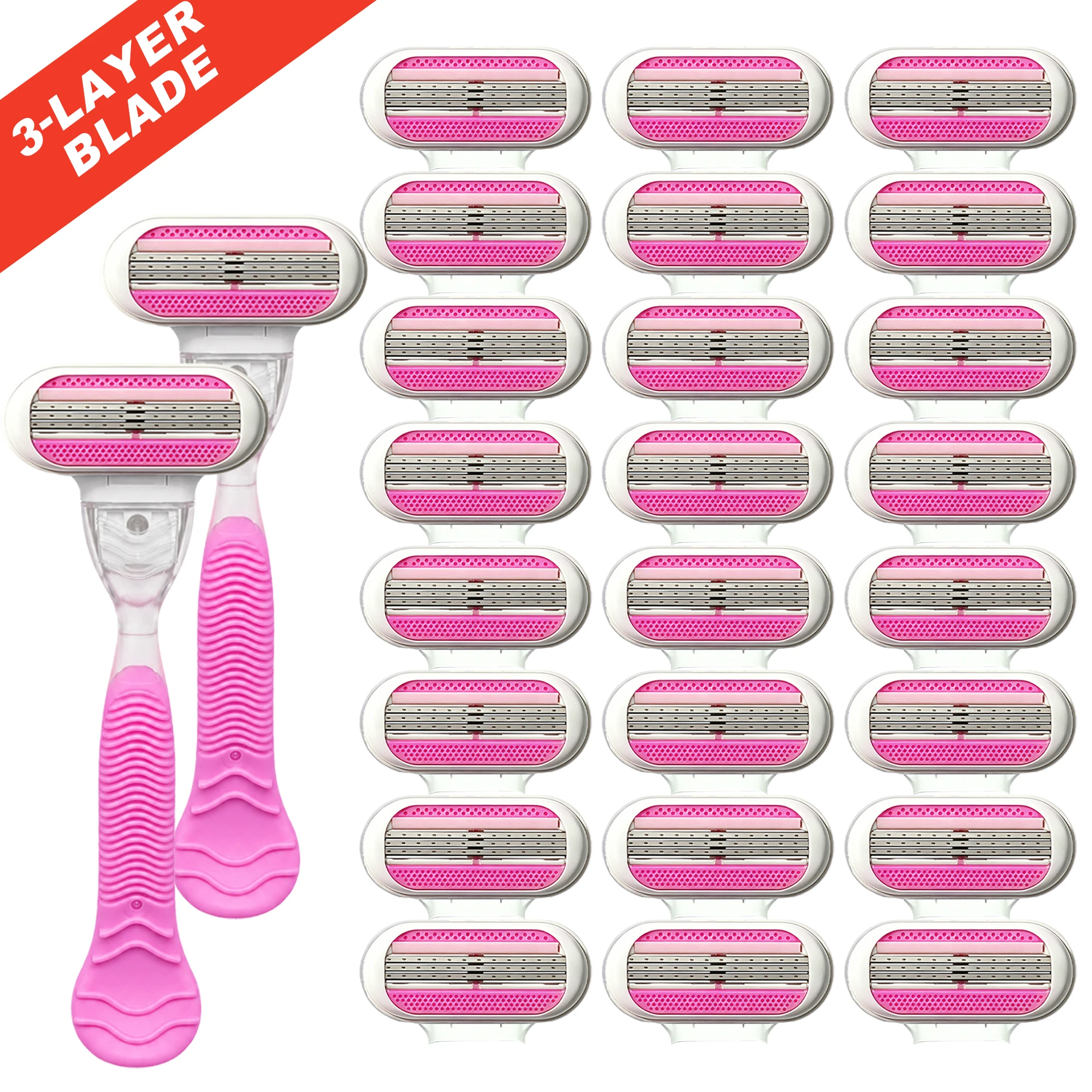 3-Blade Women's Manual Shaving Razor Ultra Sharp Anti-Irritation Smooth for Legs Underarms Bikini Line Ladies Body Shaver