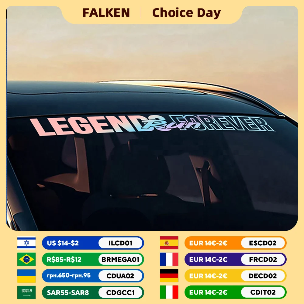 LEGENDS FOREVER Car stickers Windshield Large sized Waterproof and Non fading Stickers Decorative Gifts For Car Enthusiasts