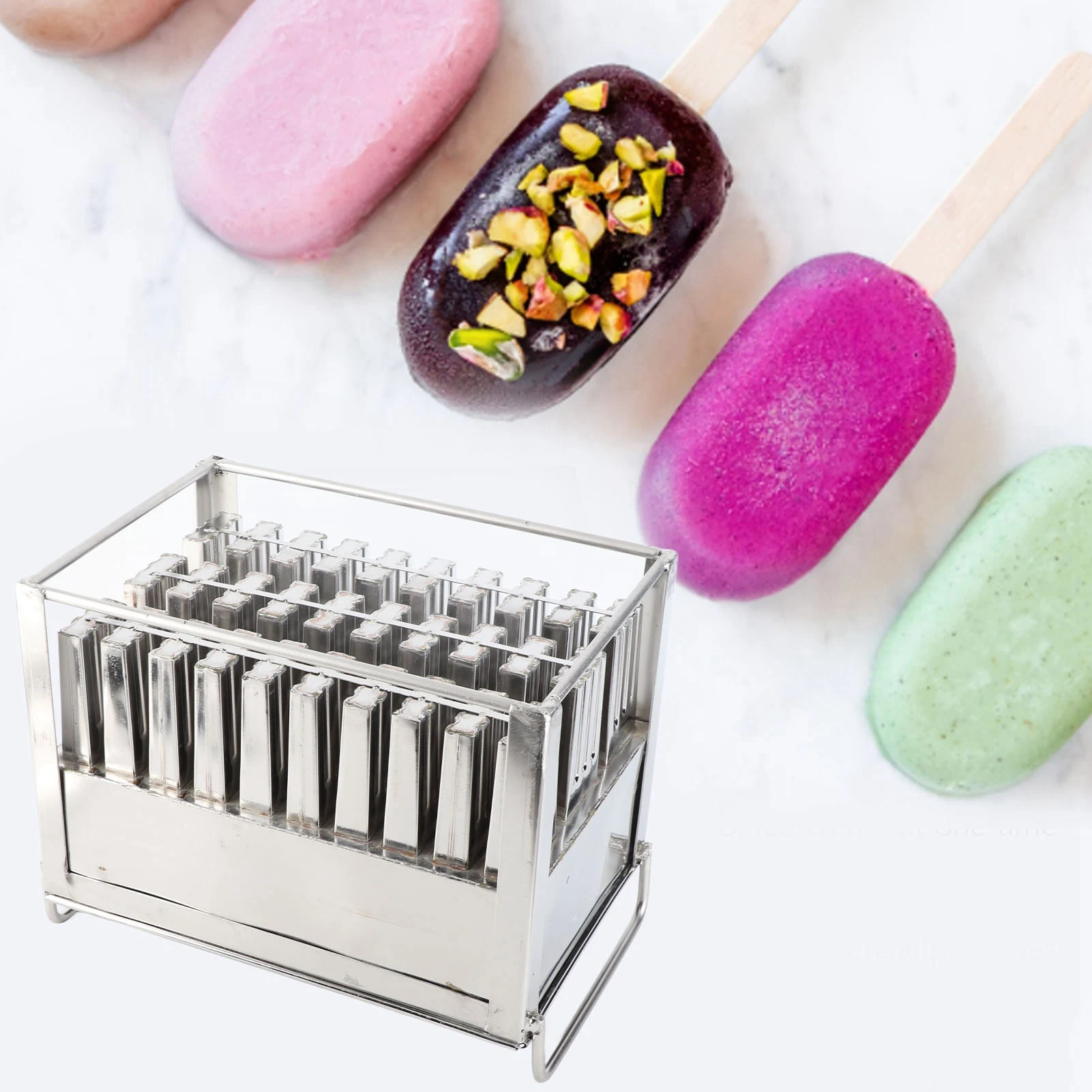 

Ice Cream Molds Ice Cream Moulds Silver Stainless Steel DIY Ice Cream Molds with Cover for Commerce Ice Cream Moulds