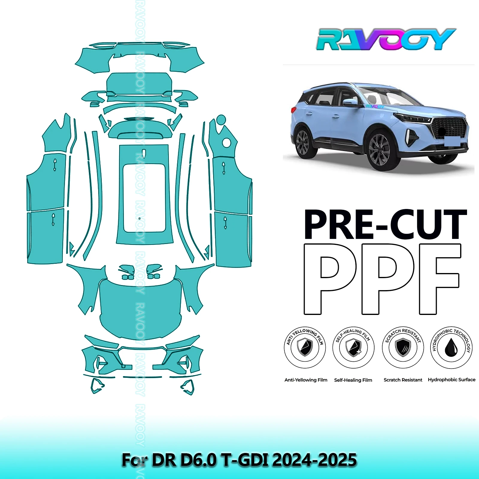 

Full Vehicle Clear Bra Precut PPF Paint Protection Film For DR D6.0 T-GDI 2024-2025