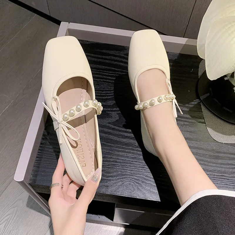 

2025 New Spring And Autumn Flat Flat Evening Fairy Style Gentle Match Skirt Soft Soled Small Leather Shoes