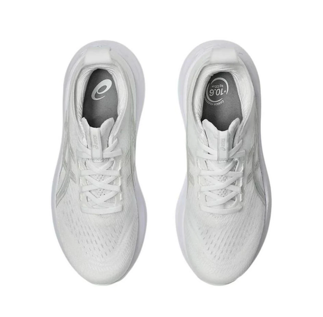 حذاء Asics Gel-Nimbus 27 للتحكم في الهواء الطلق وتجريد الصدمات ومقاوم للانزلاق ومقاوم للاهتراء وجزء علوي منخفض للجري باللون الأبيض