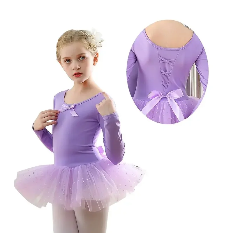 

Children Girls Ballet Dance Dress Sequin Gauza Breathable Tutu Skirt Kids Ballerina Dance Costume Stage Dancewear
