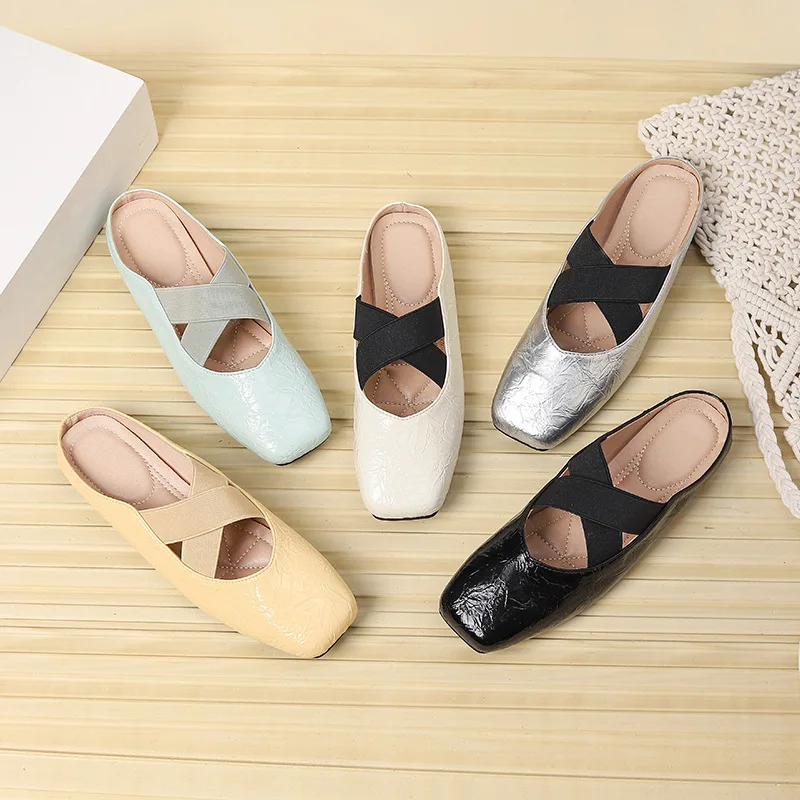 

5 Color Mary Jane Shoes Women's New Spring Retro Square Toe Ballet Style Single Shoes Elegant Temperament Outdoor Slippers
