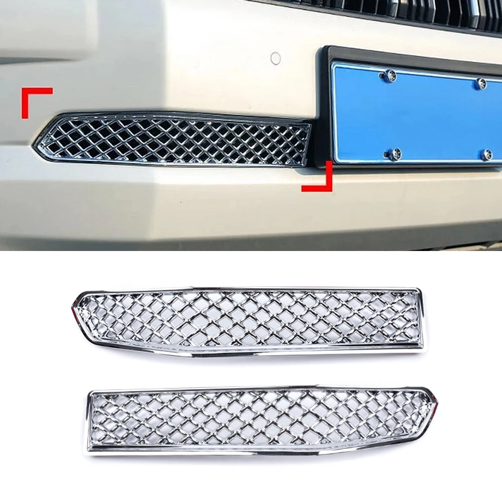 ABS Chrome Car Insect Screening Mesh Front Lower Grille For Toyota Land Cruiser Prado 150 LC150 FJ150 2018-2020 Accessories 2PCS