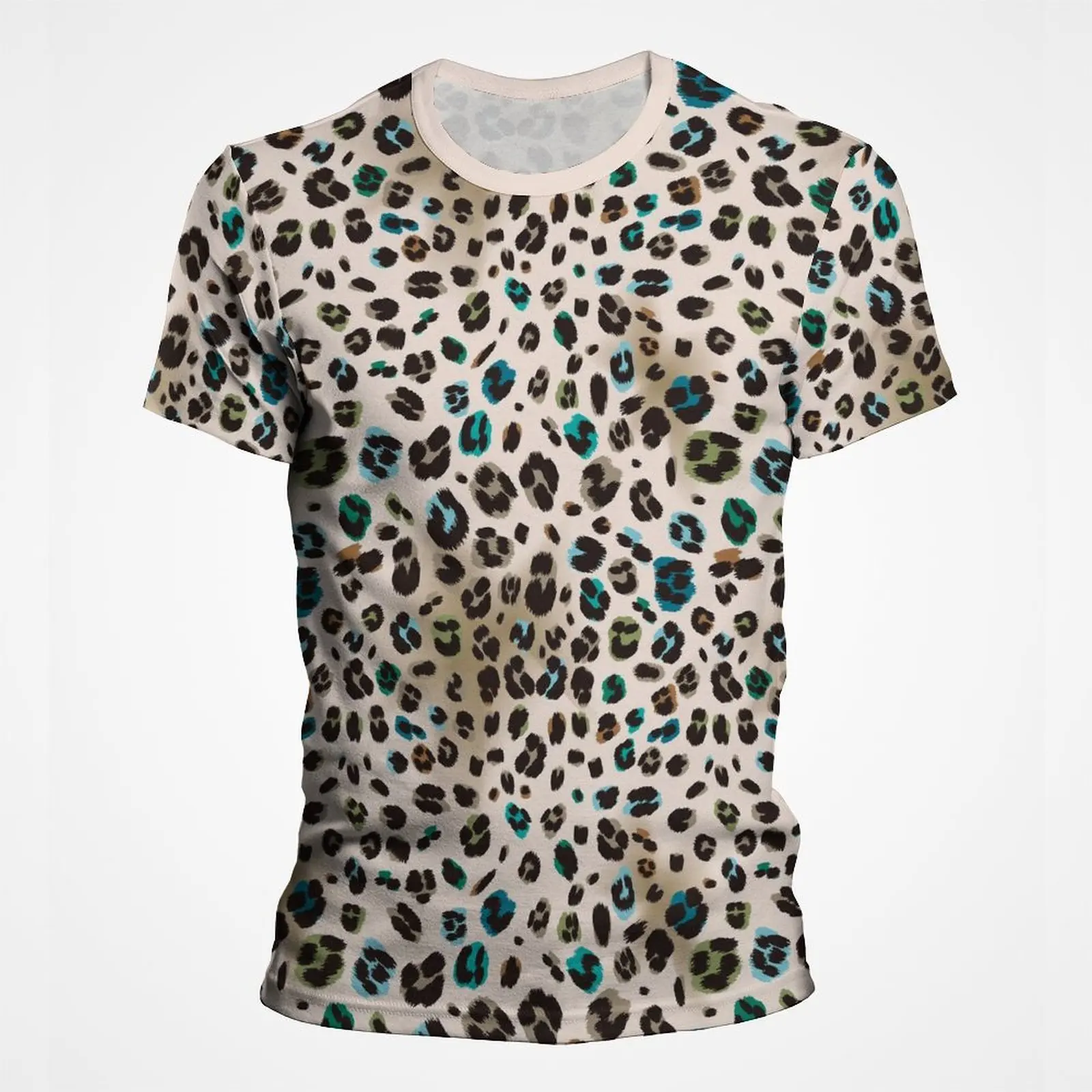 T-Shirt con motivo a trama leopardata con stampa 3D per uomo T-Shirt Streetwear da uomo oversize a maniche corte con stampa completa