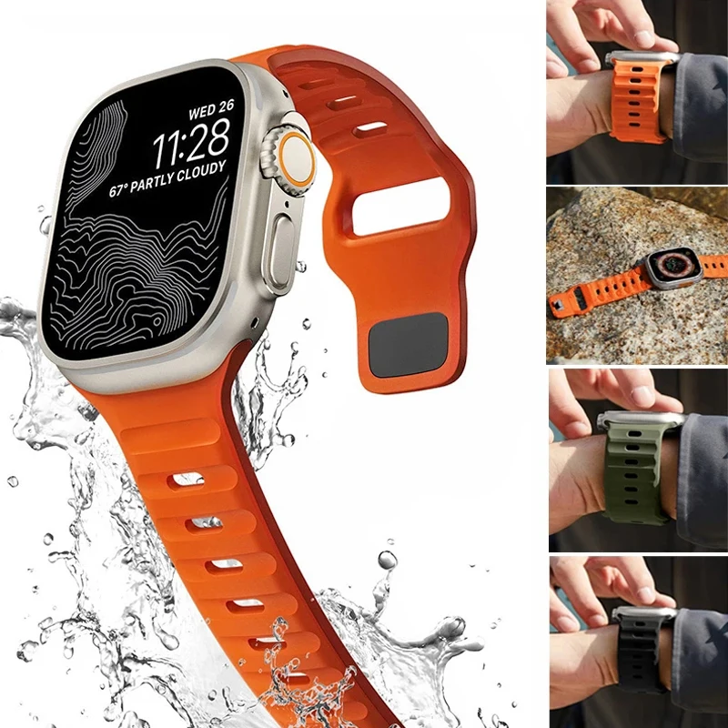 Soft Silicone Strap For Apple Watch Band S10 49mm 44mm 45mm 42mm 41mm 42mm Sport Watch Band iWatch Serise 5 6 7 8 9 Bracelet image 2