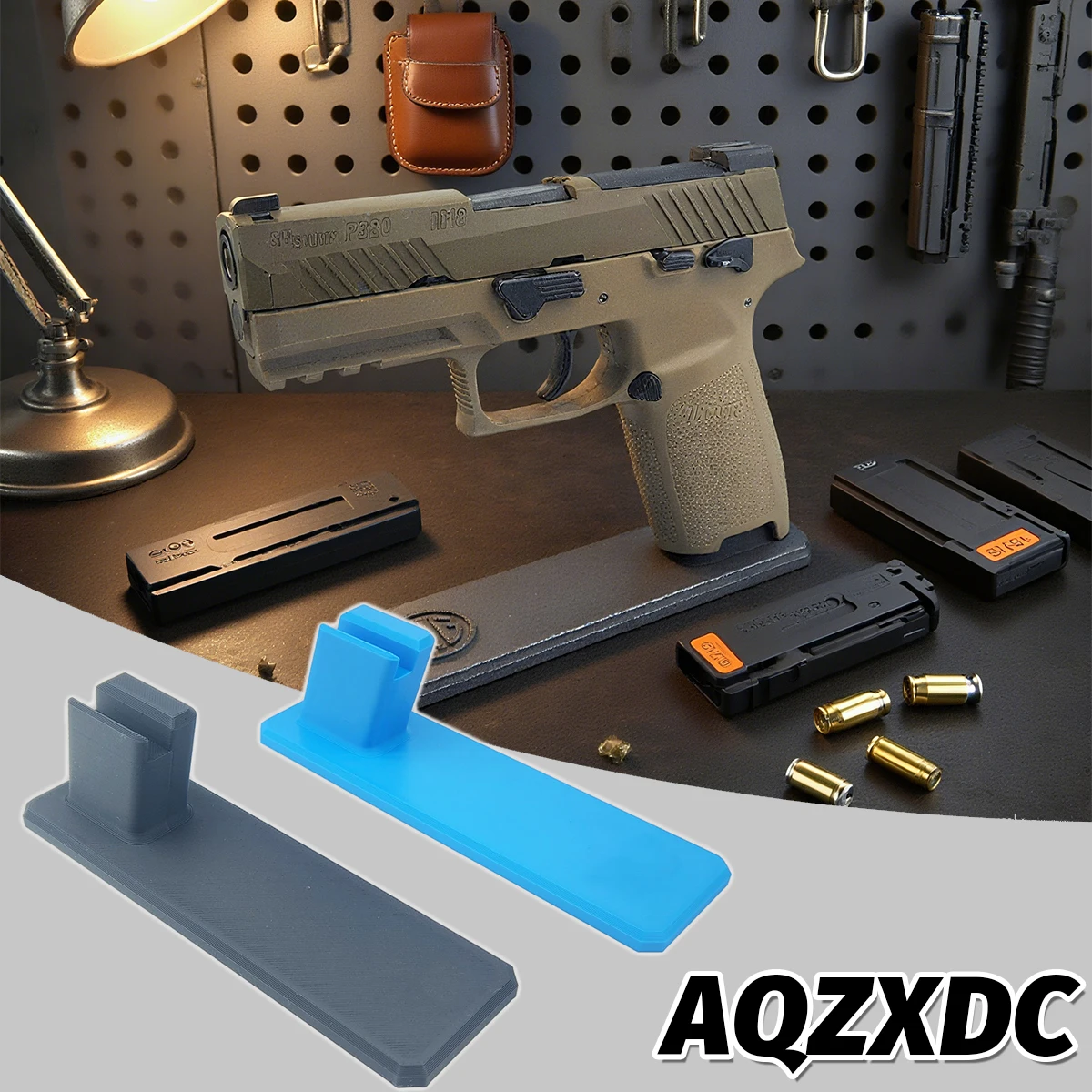 

AQzxdc UDL P320 Electric Pistol Display Stand 3D Printed Desktop Display Tactical Mag Base for Military Fans Collection Display