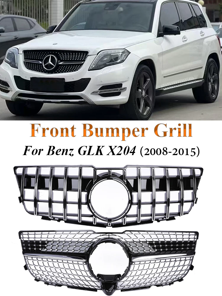 

Решетка радиатора Panamericana GT AMG Diamond Style Racing Grill черного цвета с хромированием для Mercedes Benz GLK X204 2008-2015
