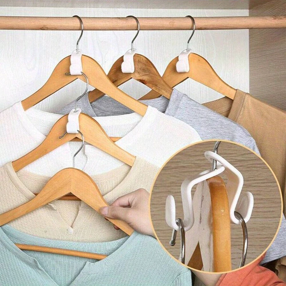 10-100pcs- Wardrobe Hanger Hooks Multifunction Cascading Plastic Bedroom Wardrobe Storage Space Saving Coat Hook