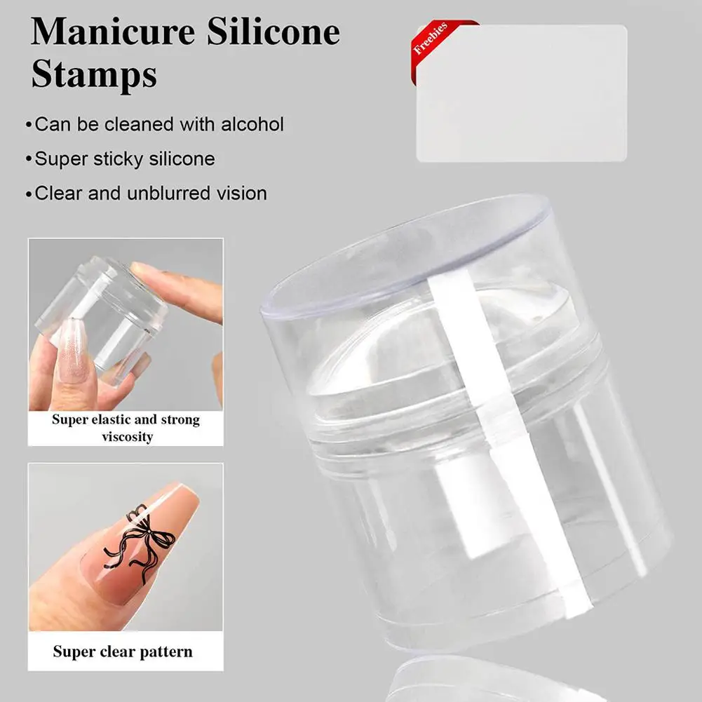Sellos franceses circulares/cuadrados de silicona para manicura, Kit de estampado artístico de uñas, diseño francés para placa de manicura, sello, esmalte marino N8C0