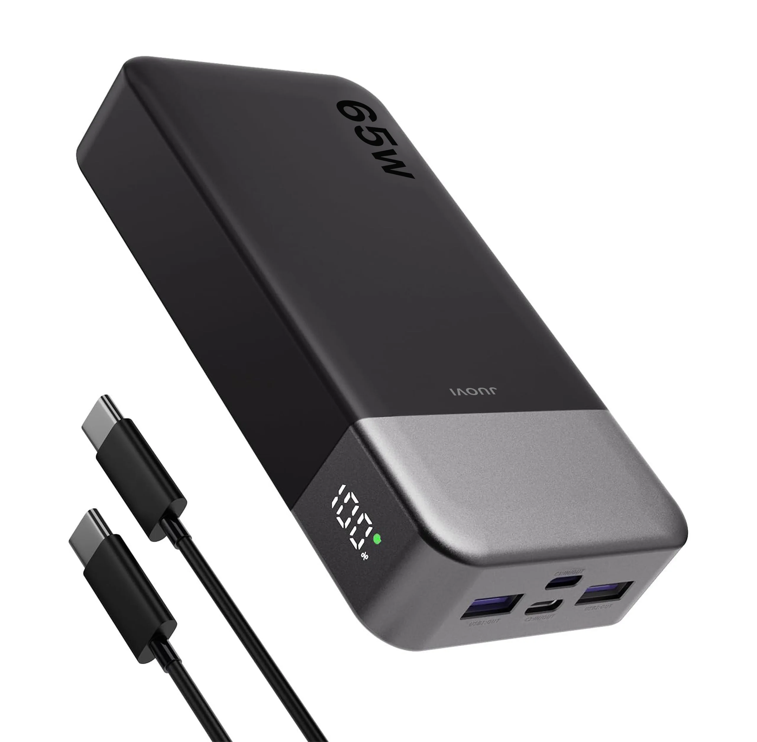 

Портативное зарядное устройство JUOVI Power Bank 65W 20000 мАч для ноутбуков, внешний аккумулятор с быстрой зарядкой PD QC для MacBook, iPad, планшетов, iPhone
