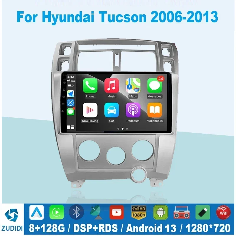 

2 din Android 13 Car Radio Multimedia Video Player Navigation GPS For Hyundai Tucson 2004 - 2009 Carplay Auto Stereo QLED screen