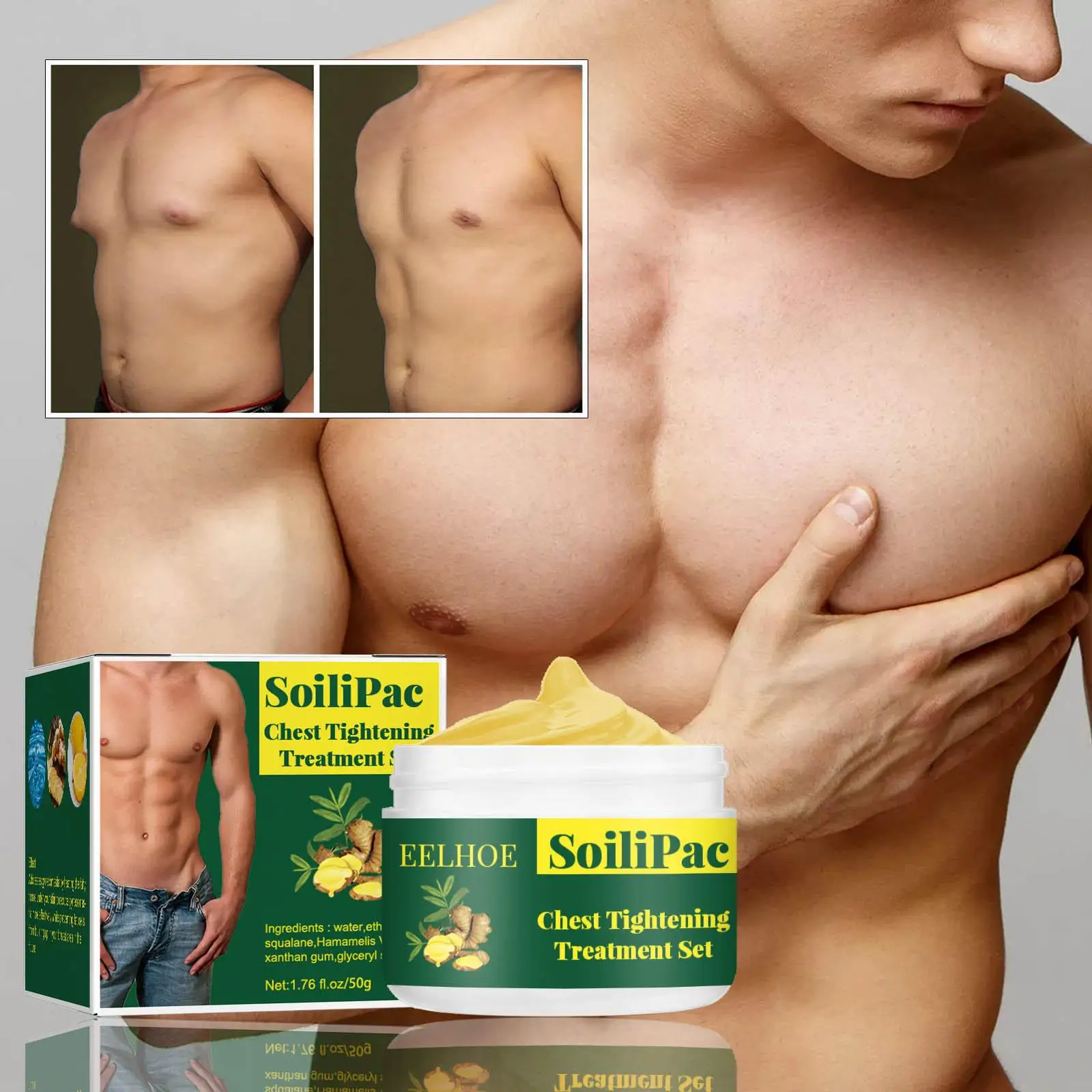 50G Gynecomastia Tightening Cream Workout Enhancer for Firm Breasts Men Breast Anti Cellulite Massage Cream for Slimming