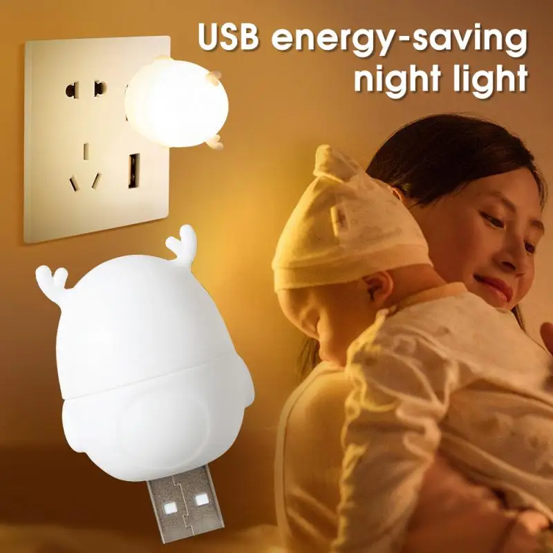 

Mini USB LED Night Light Wireless Night Light Recharge Bedroom Bedside Kitchen Lamp Cartoon Decoration Table Lamp For Kids Gift