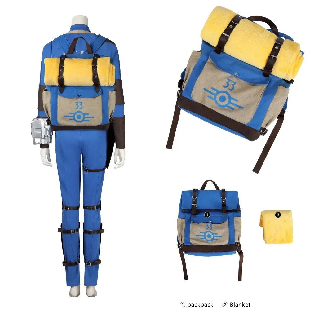 Vault 33 Lucy Backpack Blue Fall Cosplay Lucy’s Bags Crossbody Canvas Bags with Blanket Mens Womens School Bag Messenger Bag