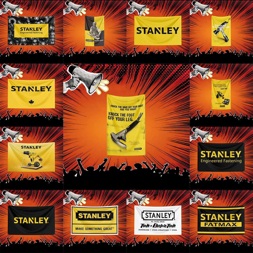 Stanley Tool Flag 3x5 FT Polyester Banner For Garage Workshop Wall Decor Mechanic Gift