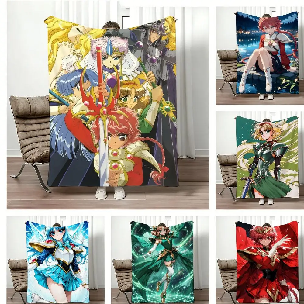 Anime M-MagicS KnightS RayearthS Throw Lightweight 240g Flannel Blanket Soft Skin-friendly for Summer Cooling
