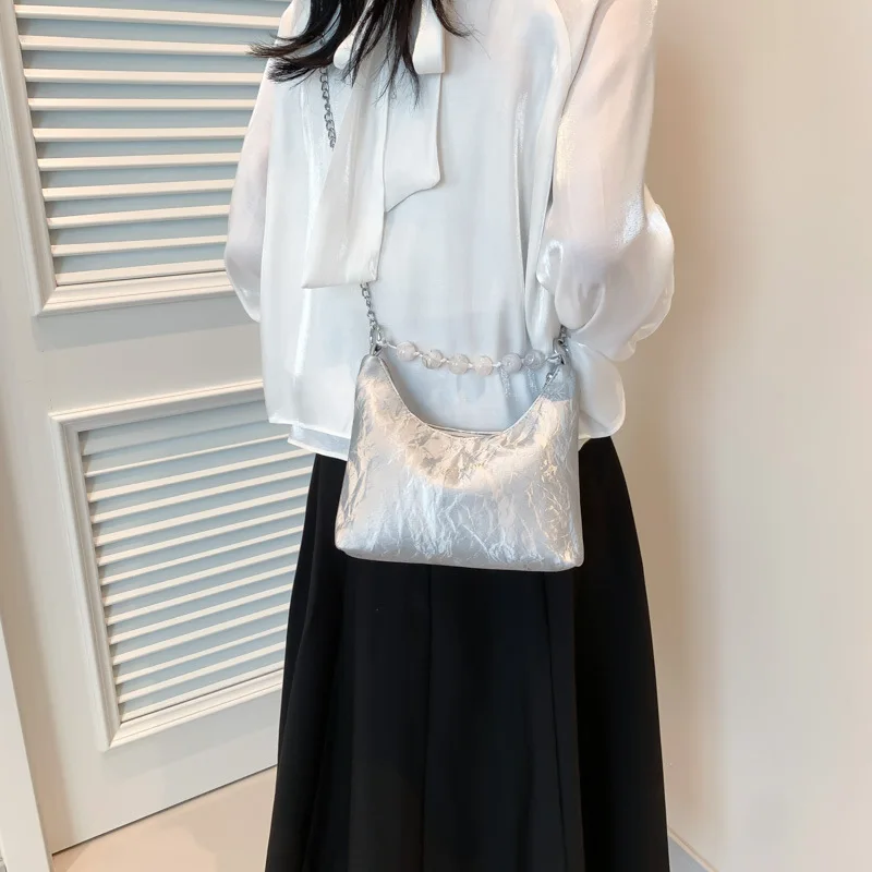 حقيبة أنيقة منسوجة يدويًا لعام 2025 للنساء، حبال بمقبض علوي أنيق، حقيبة كروس عصرية مع جيب داخلي للحفلات والتاريخ #3