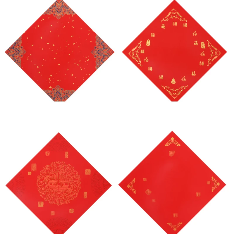 Chinese Red Half Ripe Xuan Paper Window Papier Chinese Style Handmade Artwork Rice Paper Spring Paper Fu Character Door Stickers