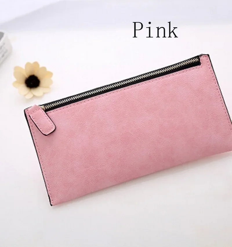 Fashionable Women's Retro Long Wallet Ultra-thin Frosted Zipper Wallet Phone Bag Ladies Holding A Coin Wallet Card Bag